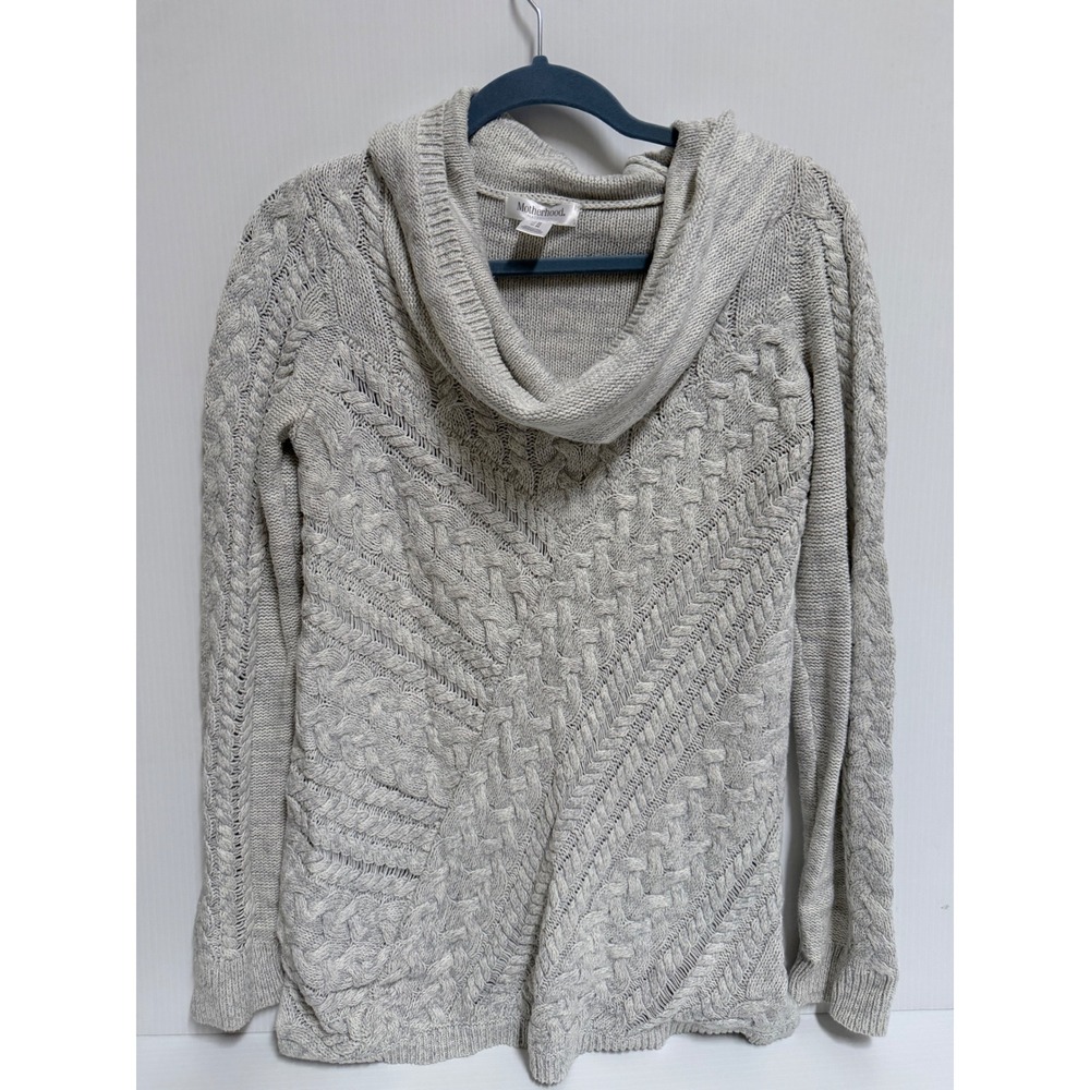 Motherhood Maternity Gray Cable Knit Cowl Neck Sweater Size Medium Long Sleeve